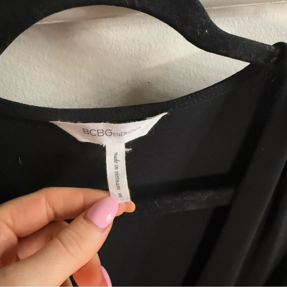 BCBGeneration Black Romper V-Neck Wrap Detail Tank - Picture 2 of 6